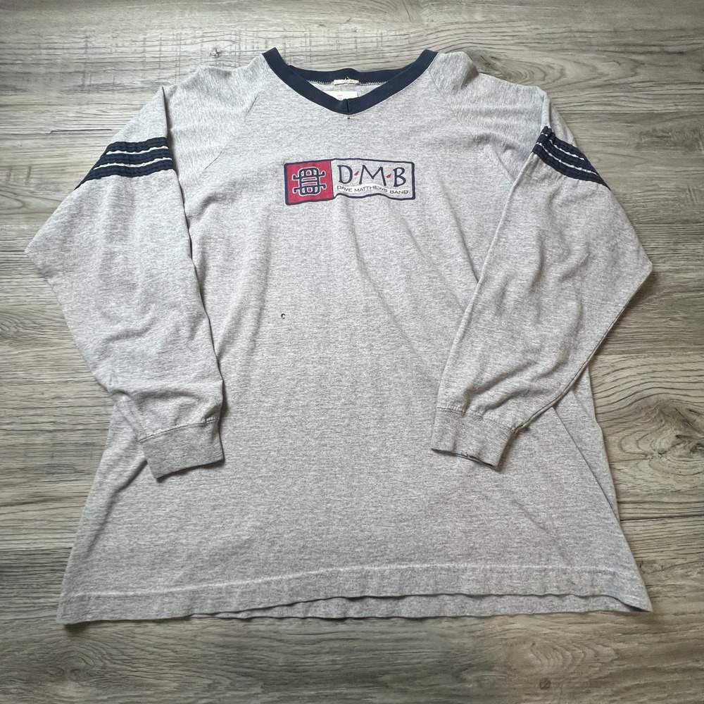 Dave Matthews Band Shirt Mens XL Grey 90s Vintage Long Sleeve DMB Raglan Tee